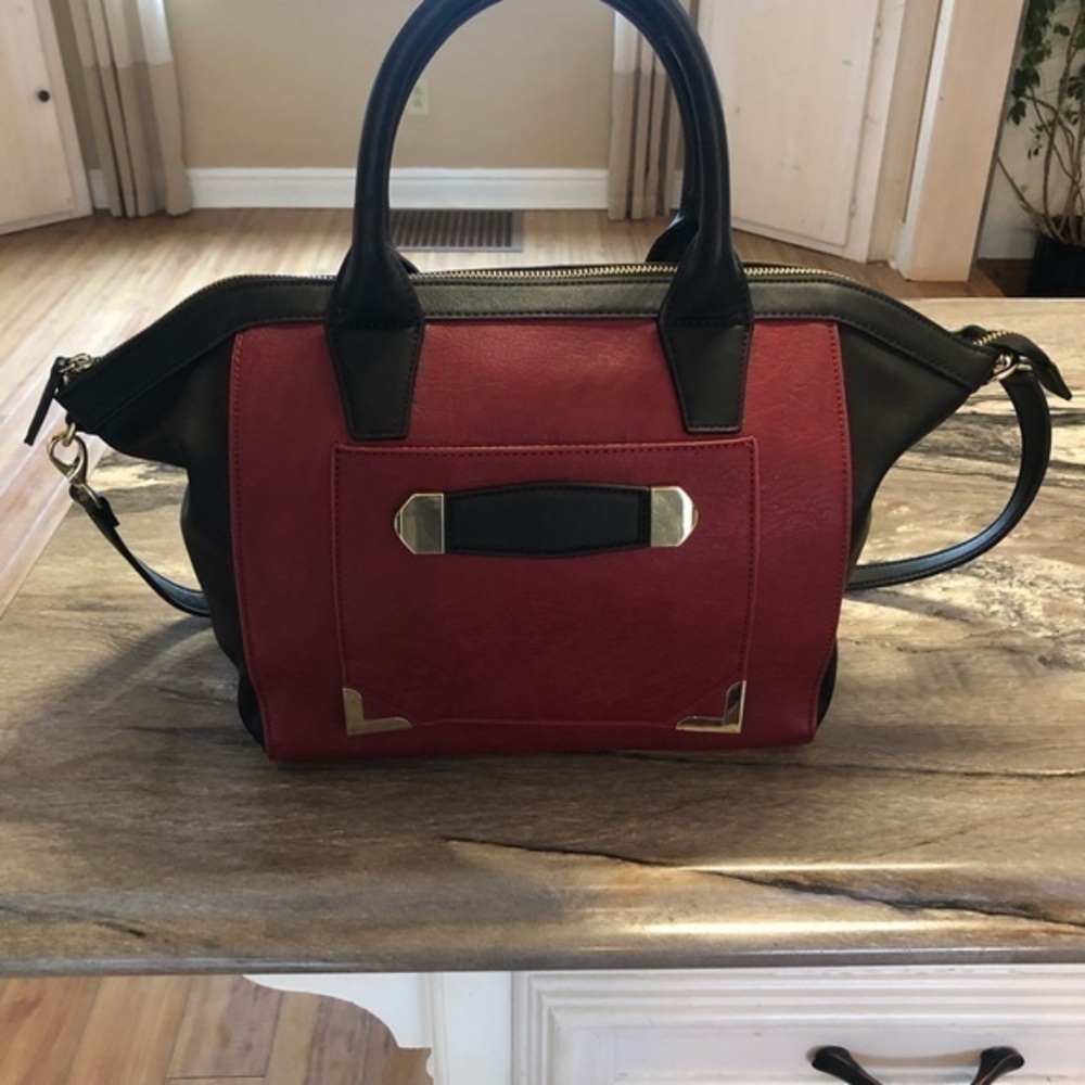 Danielle Nicole Burgundy And Black Leather Bag - image 1